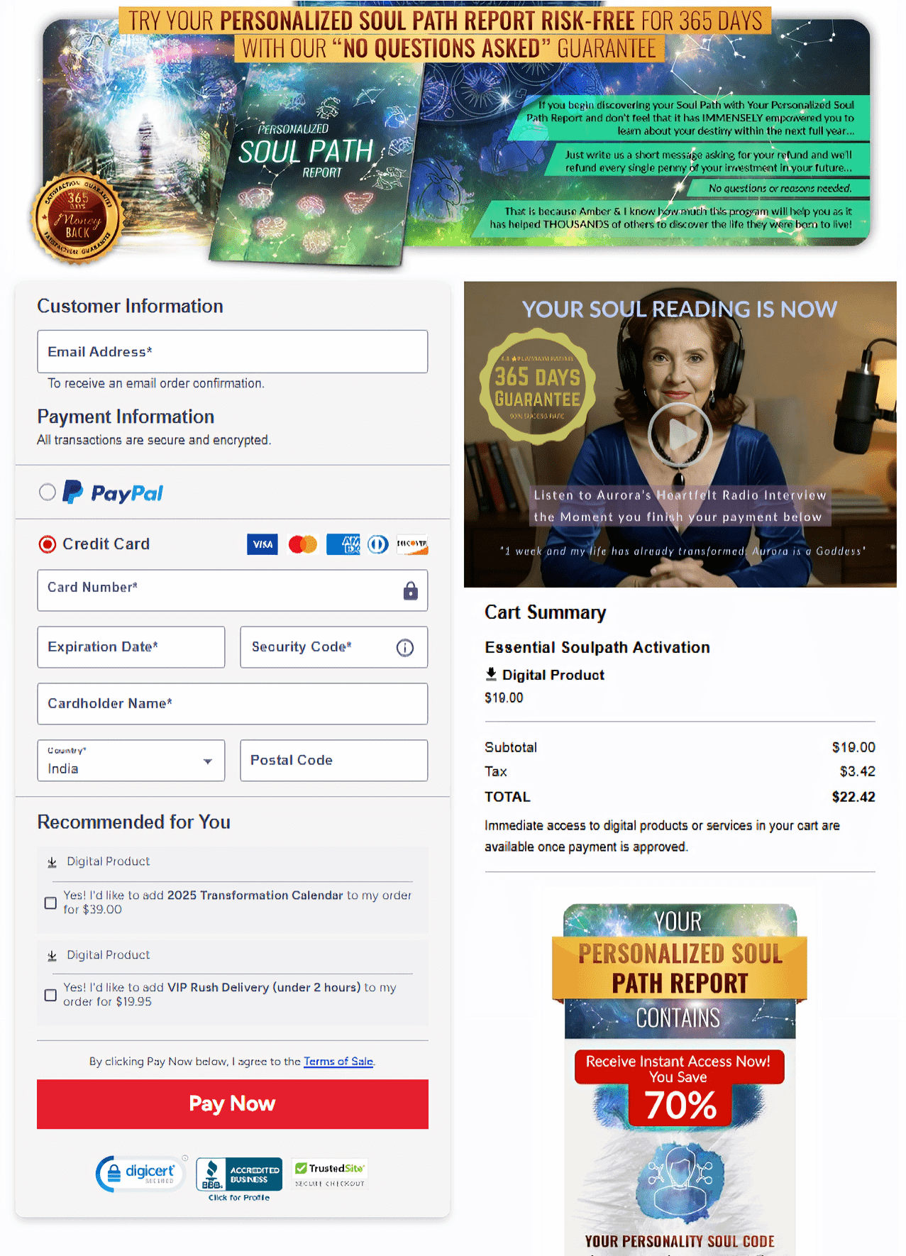 Soul Manifestation secure checkout page preview